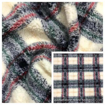 100%Polyester Sherpa Jacquard With Check pattern